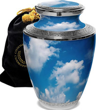 Heavenly Clouds Adult Male Cremation Urn for Ashes - Large Funeral Urn