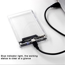 Transparent 2.5 Inch SATA Drive Enclosure USB 3.0 Type-C Adapter Tool-Free Ext