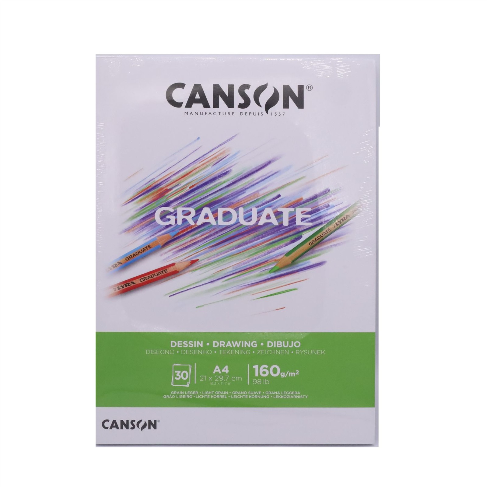 A4 Drawing Pad Daler Rowney Graduate 30 Sheets 160gsm Light Grain