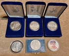 6 American Silver Eagles 1987, 1991, 2002 1oz .999 Fine Silver