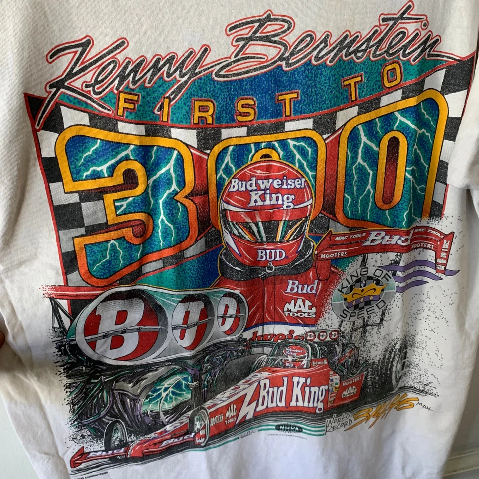 1996 Kenny Bernstein Budweiser “King of Speed” Front & Back Graphic T-Shirt XL - Image 3 of 4