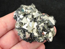 PYRITE Crystal Cluster with AAA PYRAMID Shaped Crystals & Sphalerite Peru 164gr