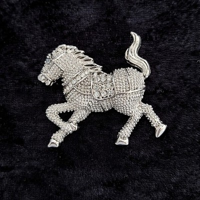 Laufendes Pferd Brosche silberfarben Vintage inspiriert Schmuck Geschenk Brosche