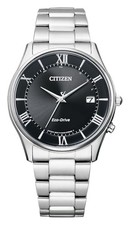 Image of Citizen AS1060-54E Eco-Drive Radio Controlled Black Dial Slim Men's Watch Japan