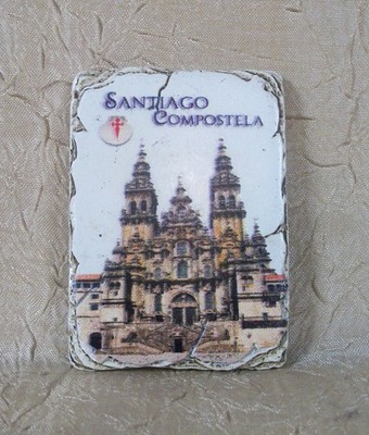 SANTIAGO COMPOSTELA Souvenir Resin Rustic-Look Magnet Spain