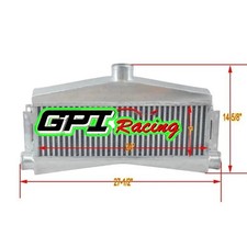 Universal Twin Turbo Aluminum Intercooler 24x7x3.5 Custom 2 Inlet 1 Outlet