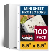 Office Werks 100 Pack of Heavyweight Clear Mini Sheet Protectors, 5.5" x 8.5"...
