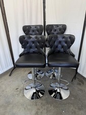 Set of 2 Adjustable Swivel Bar Stools, Black Faux Leather Counter Height Chairs