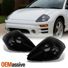 Fit 2000-2005 Mitsubishi Eclipse Black Smoke Headlights Headlamps Leftright Fit 2000-2005 Mitsubishi Eclipse Black Smoke Headlights Headlamps Leftright