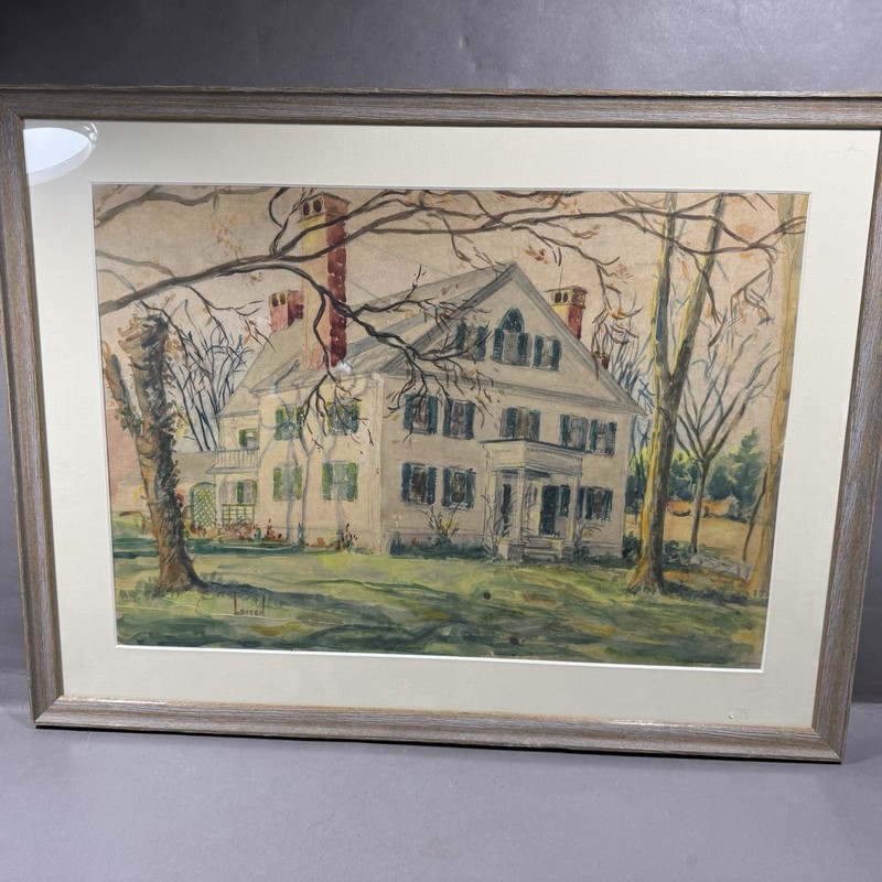 Kate Douglas Wiggin Watercolor Painting Quillcote Homestead Hollis, Maine