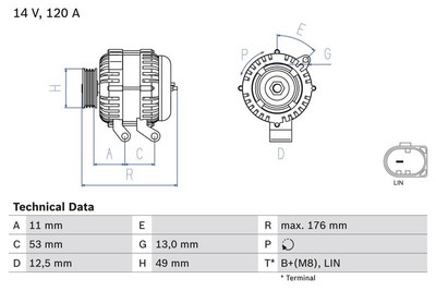 Lichtmaschine Generator für Ford B-Max C-Max II 2012-2018 Bosch 0986082220