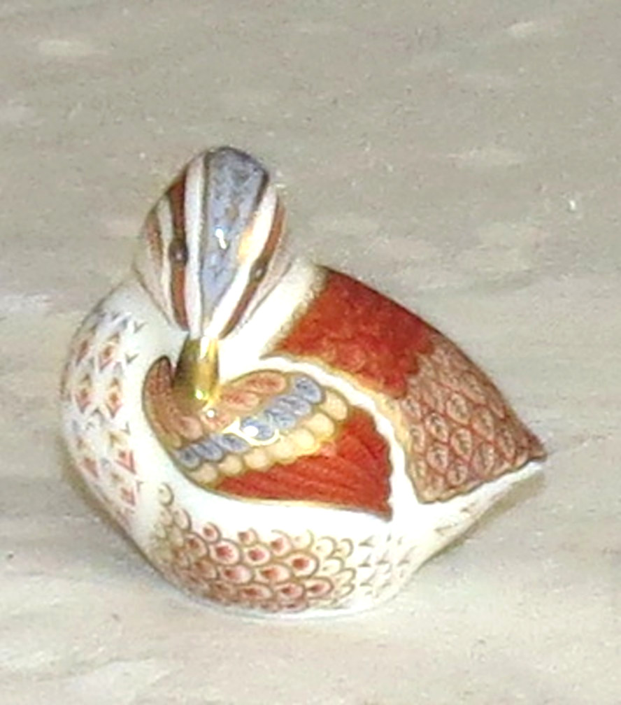 Royal Crown Derby Paperweight Gold Stopper Teal Duckling LIX