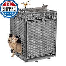 Kousei Handwoven Rattan Cat Litter Enclosure Furniture - Hidden Indoor Pet