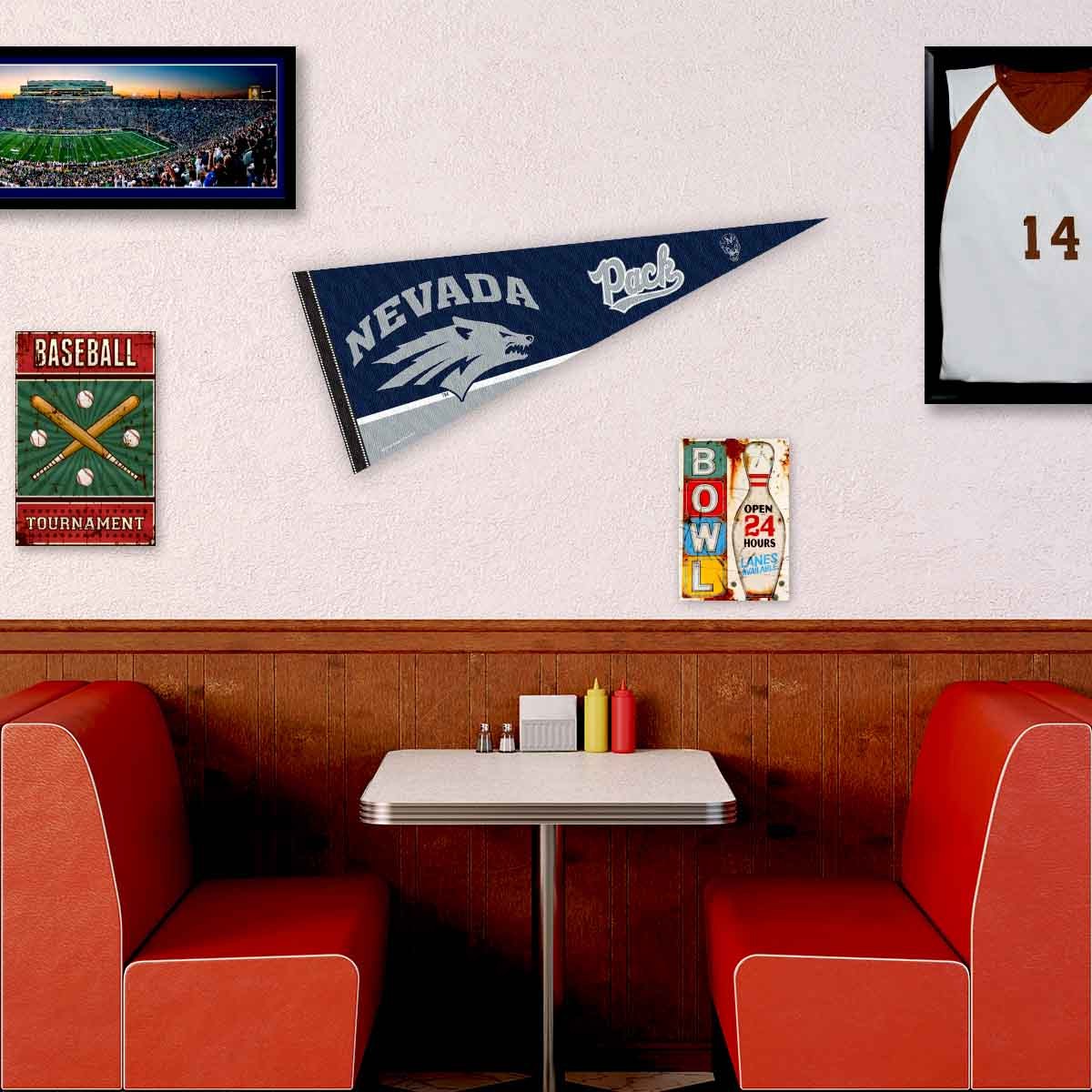 Nevada Wolf Pack College Pennant | Full Size 12x30 Inch Felt | Officially Licensed NCAA Wall Decor - View #3