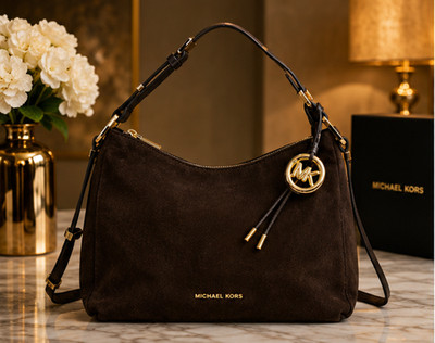 Michael Kors Nolita Chocolate Leather Convertible Shoulder Bag Brown Gold MK