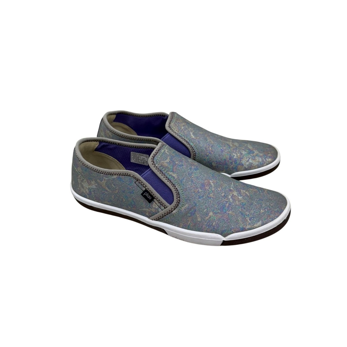 Plae Marten Puzzled Plum Metallic Slip On Sneakers Shoes Womens size 10.5