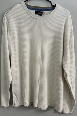 Vintage Quiksilver Ribbed Sweater Surf Men s Large White Beige Pullover 90s Y2K