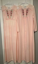 Night Gown Robe J.C. Penney - Sz Large Vintage Pink Flowers W/Lace Misses
