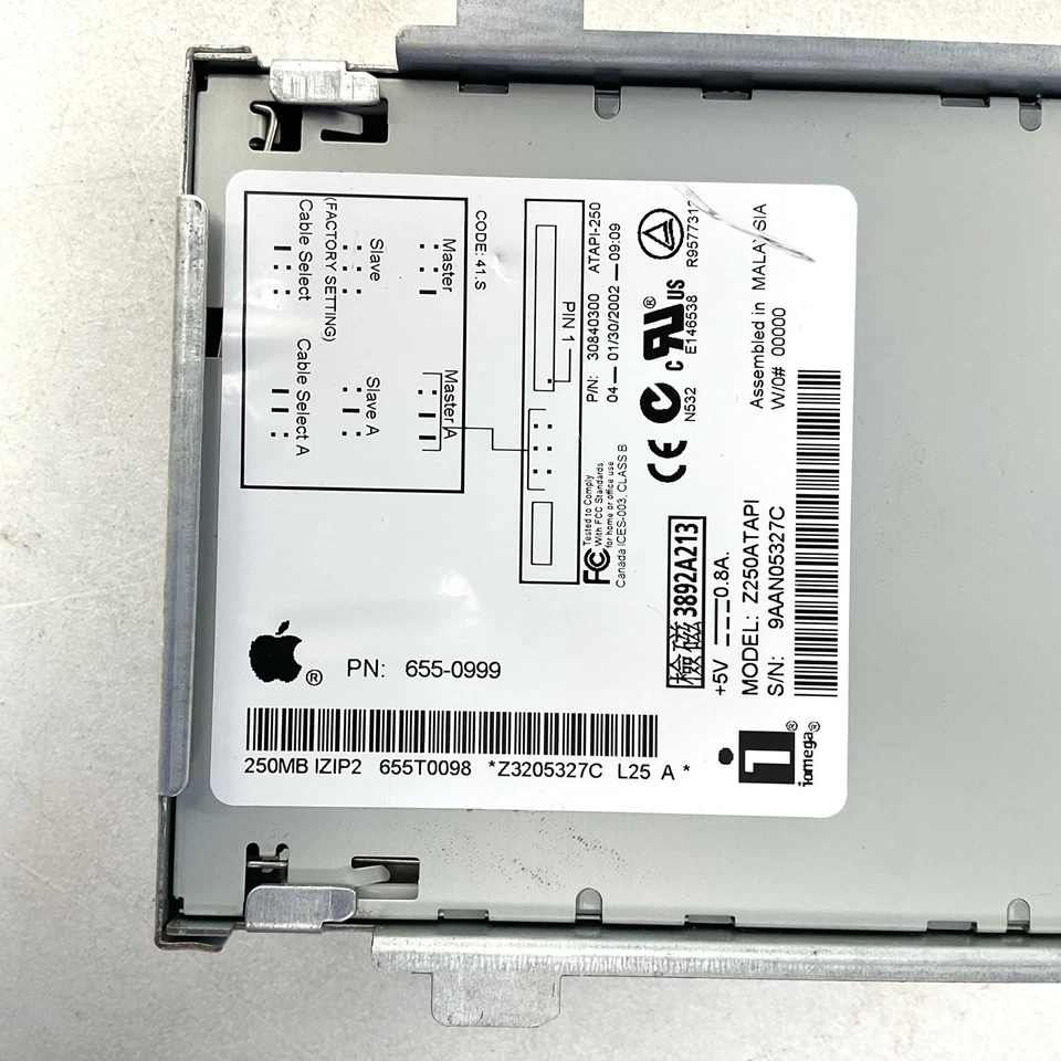 Unidad de cremallera interna vintage Iomega Apple Mac Zip 250 Mb NEC Z250ATAPI Foto 3 de 4