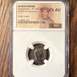 Constantine I Roman Empire Billon Nummus AE3/4 Ephg Hoard NGC Ch AU