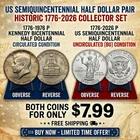 2026 P Semiquincentennial UNC & 1976-P Bicentennial Half Dollar - U Get 2 Coins