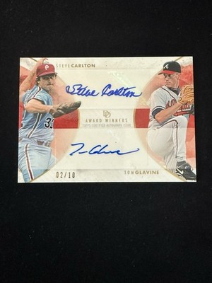 2018 Topps On Demand Dynamic Duals Steve Carlton & Tom Glavine Auto RED /10  HOF