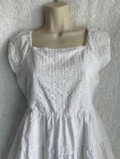 Sundress White Lined XL Babydoll Girly Flirty Romantic