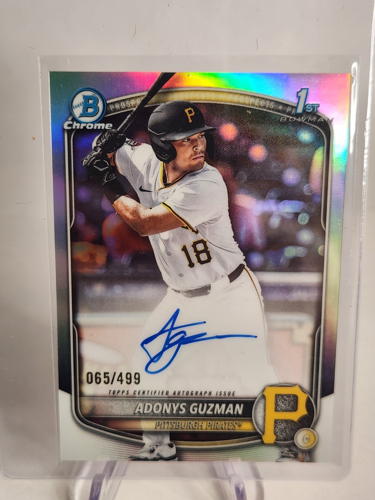 ADONYS GUZMAN 2025 BOWMAN CHROME DRAFT 1ST REFRACTOR PIRATES AUTO /499 Q5451