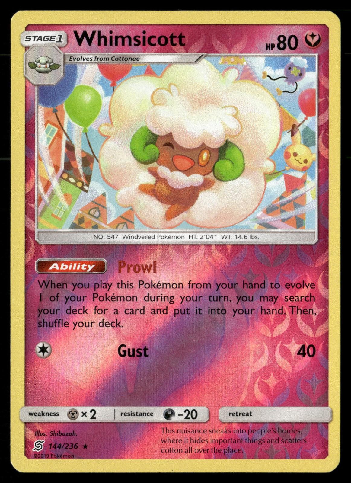 Whimsicott 144/236 Rare Unified Minds Pokemon Reverse Holo LP