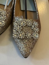 Bling Sparkling Silver/Gold Ballet Flats Rhinestones Point Toe 8/8.5 Fit New/Box