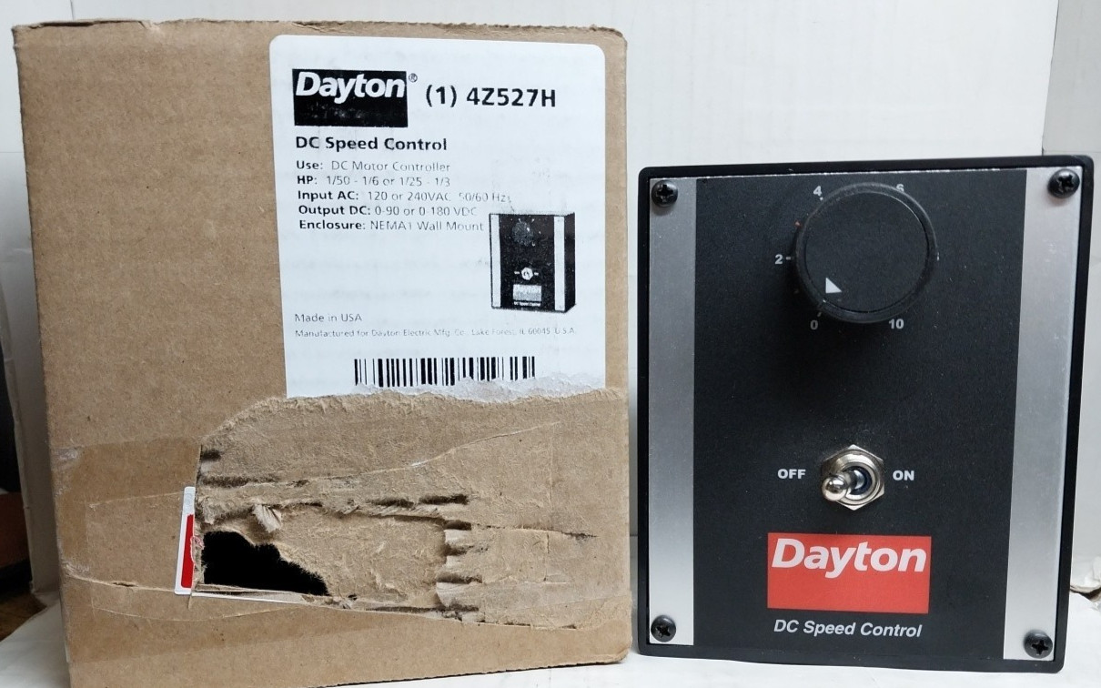 Dayton 4Z527H DC Speed Control 1/50-1/6 HP or 1/25-1/3 HP Motor Speed Control