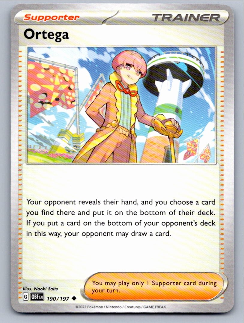 2023 POKEMON ORTEGA OBSIDIAN FLAMES 190/197 UNCOMMON NM A19301 FREE S&H