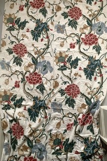 Vintage Crewel Work Panel Curtain Kashmiri Floral Embroidery 230cm x 238cm