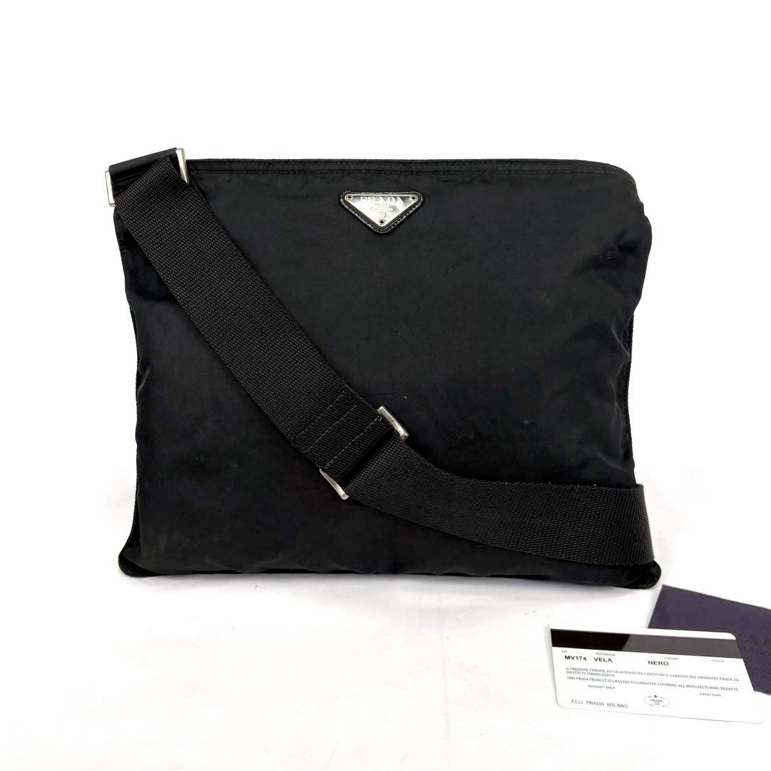 Prada Black Nylon Shoulder Bag with Triangle Logo
