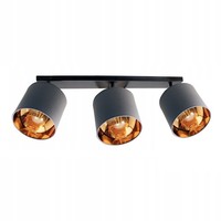 Deckenstrahler Verstellbar Metall Stoff Grau Gold 3-Flammig BüRo Deckenleuchte