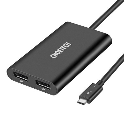 2x DisplayPort 4K 60Hz Adapter USB C Thunderbolt 3 HUB Choetech