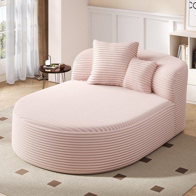 Modern Chaise Lounge Boneless Couch 51.6'' Sofa Bed w/Pillows for Living Room