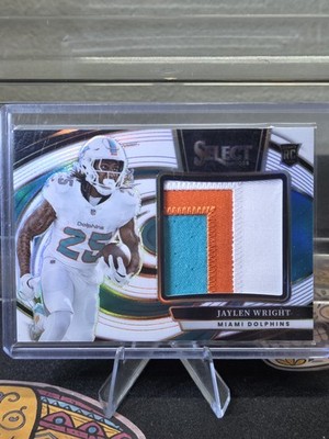 Jaylen Wright 2024 Panini Select #JRS-JWT Jumbo Rookie Swatch White Prizm #/75