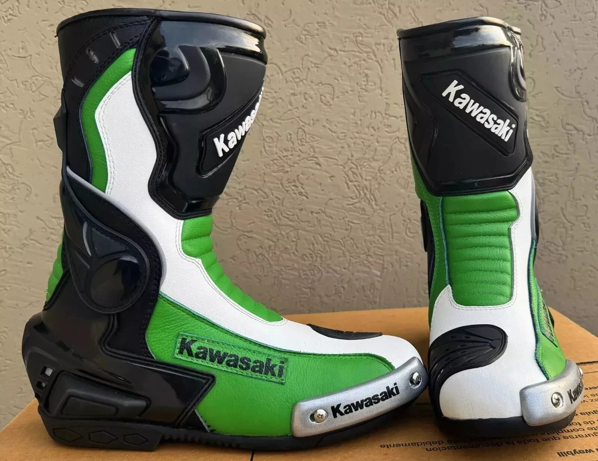 Bottes De Course Moto KAWASAKI En Cuir - Homme - Multi-color - Neuves
