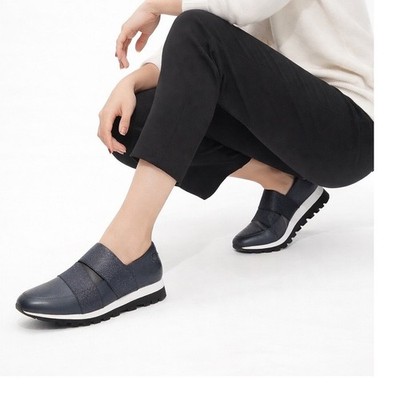 Gerry Weber Donabella Navy Blue Leather Elastic Strap Slip On Shoes 11 42-05-03