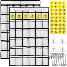 2Pcs Calculator Holder for Classroom 36 Clear Pockets Calculator Holder with ...