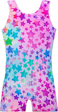 Sparkly Unicorn Leotards for Girls - Kids Gymnastics Biketard with Shorts
