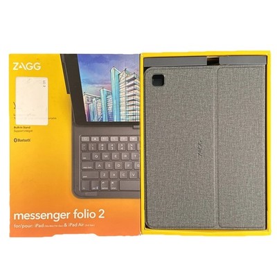 ZAGG Messenger Folio 2 Keyboard Case for iPad 10.2 7th 8th 9th Air 3rd Gray