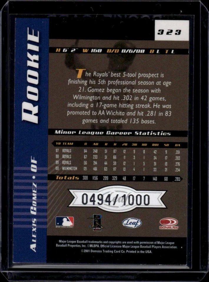 2001 Donruss Elite Turn of the Century Autographs #166 Alexis Gomez Auto /1000 - Image 2 of 2