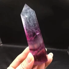Natural Rainbow Fluorite Pillar Hexagonal Crystal Obelisk Healing Decorate 4.17"