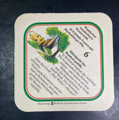 HACHENBURGER PILS 3.5 INCH SQUARE  BEER COASTER 6 MITTELPUNKT DER BUNDESREPUBLIK