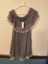 Francesca’s Mi Ami Lined Polyester Boho Sleeveless Tasseled Top S Made In USA