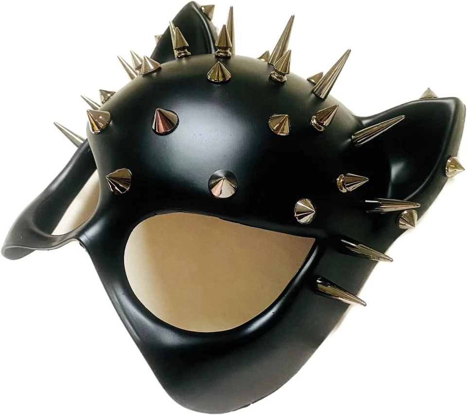 Red Black Cat Woman Dress up Cosplay Party Masquerade Mask Spiky Halloween Party - Image 3 of 4