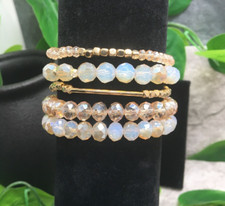 5 PC Handmade Bohemian Beaded Stackable 6.75" Plus Stretch Bracelet Set New A626