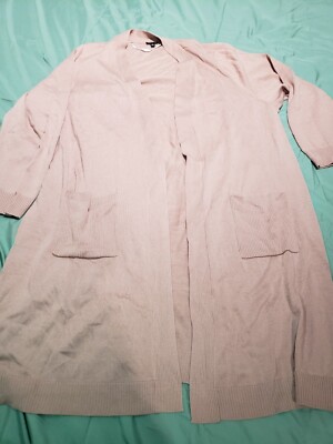 Torrid 4X Cardigan Duster Sweater Long Dusty Rose Color Open Front  Pockets